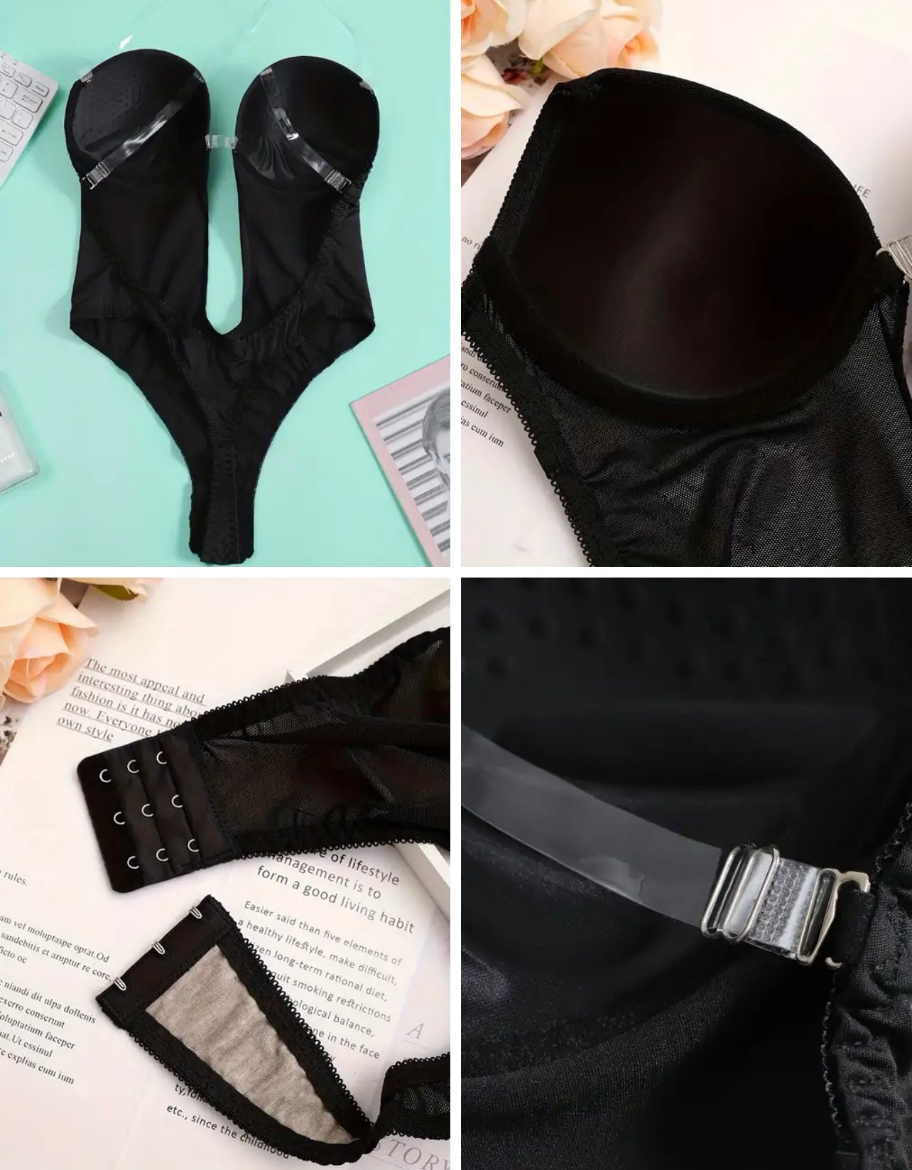 Solid Plunging Shaping Bodysuit