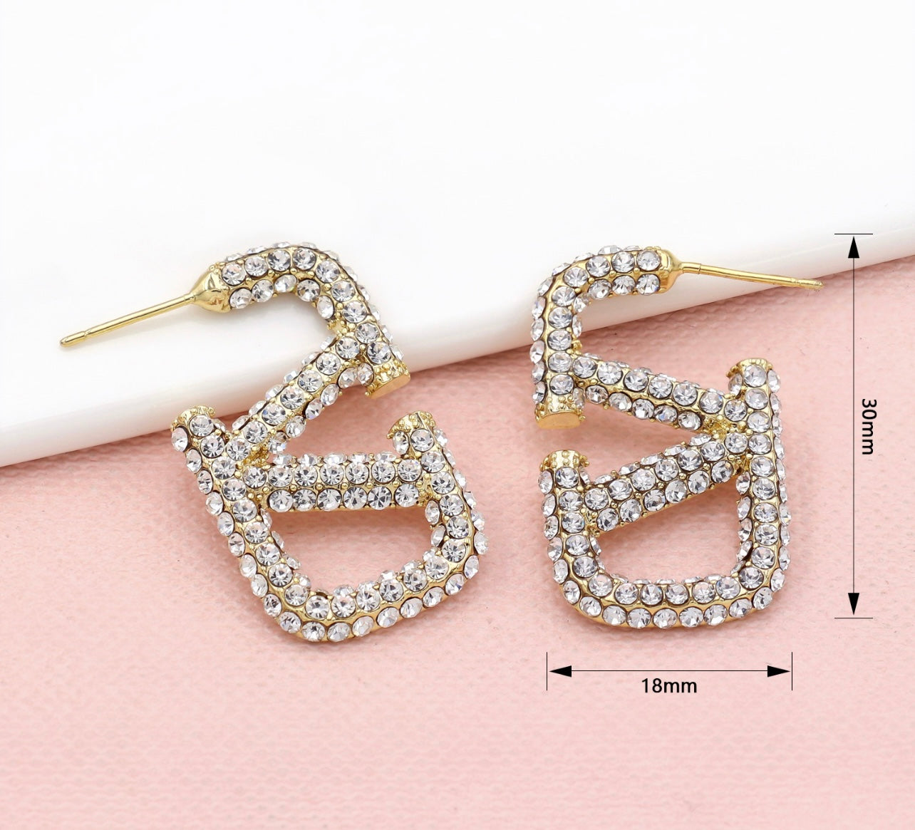 Rhinestone V Earrings