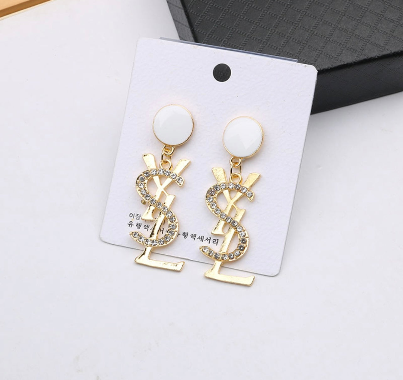 SL White Dangle Earrings