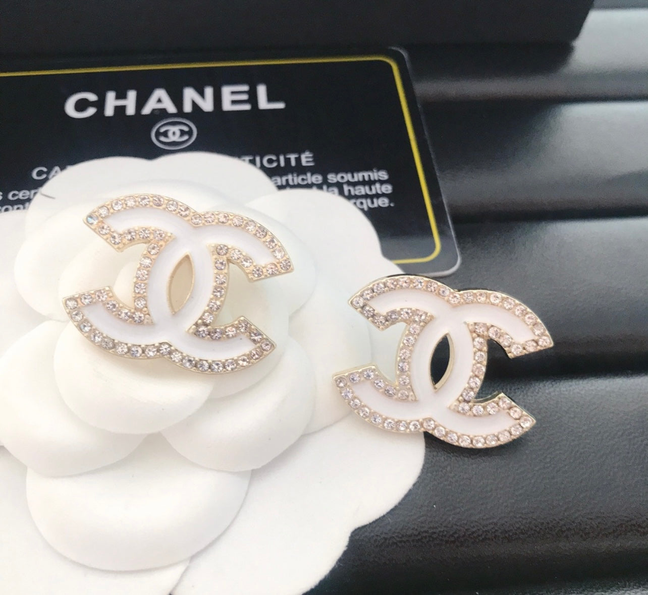 C Style Rhinestone Trim Earrings